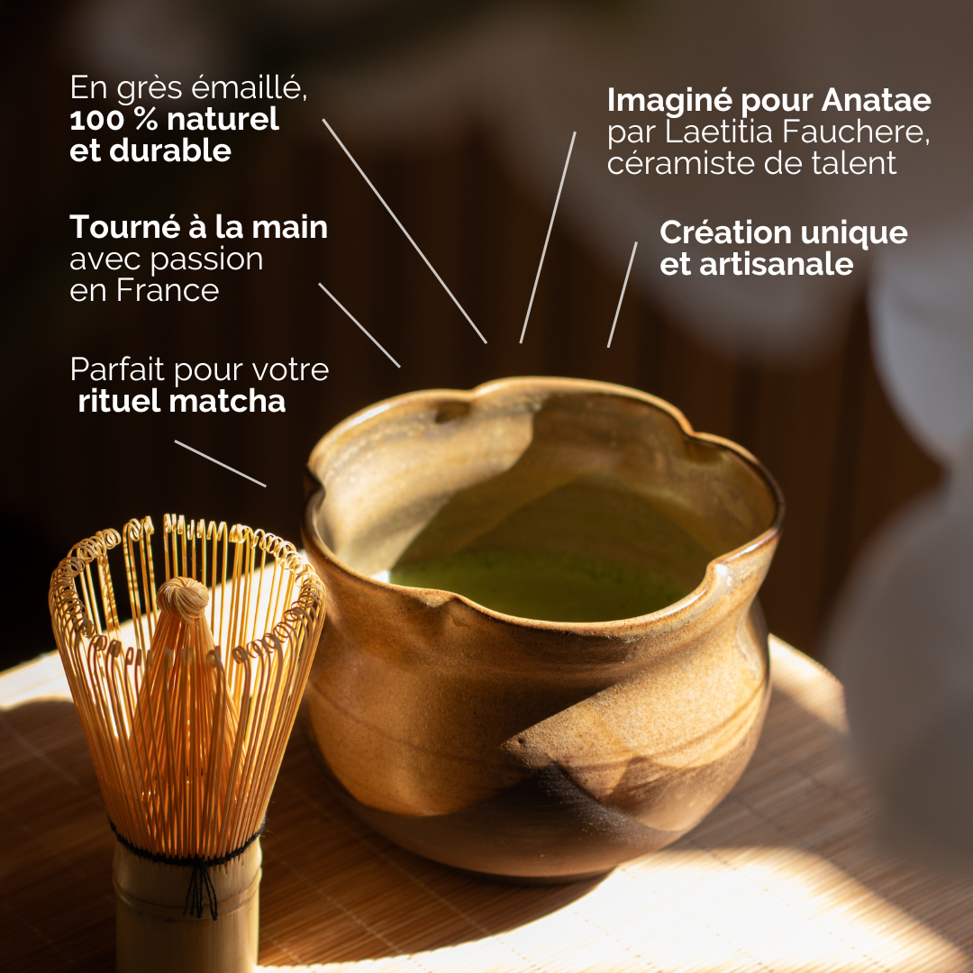 BOL À MATCHA EN GRÈS - CHAWAN : ÉVASION DANS LES CAMÉLIAS