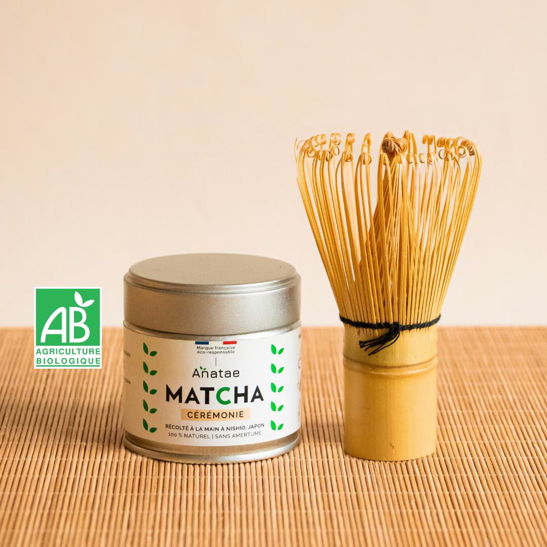 KIT MATCHA : THÉ MATCHA CÉRÉMONIE BIO ET FOUET EN BAMBOU CHASEN